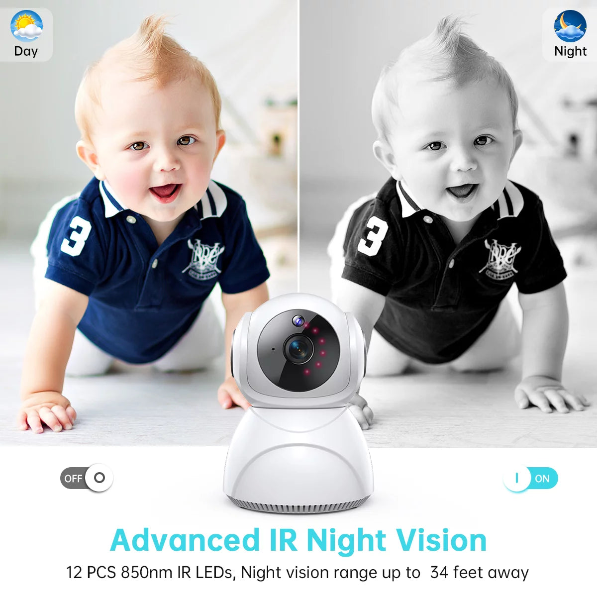 2K Indoor Security Camera for Baby Monitor, Dog Camera with Motion Detection, 2-Way Audio & Night Vision, Wifi Nanny Camera with Safety Alerts, Cloud & SD Card Storage