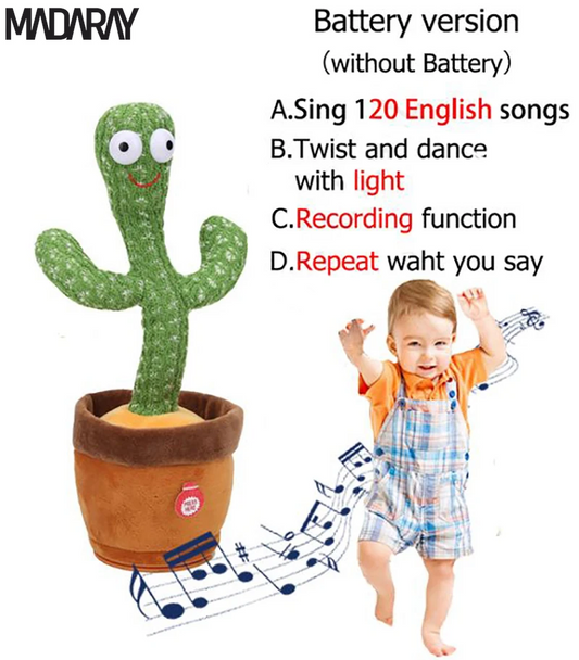 Kids Dancing Talking Cactus Toys Singing Mimicking Recording Repeating What You Say Cactus Plush Toy with 120 Song Dancing Smart