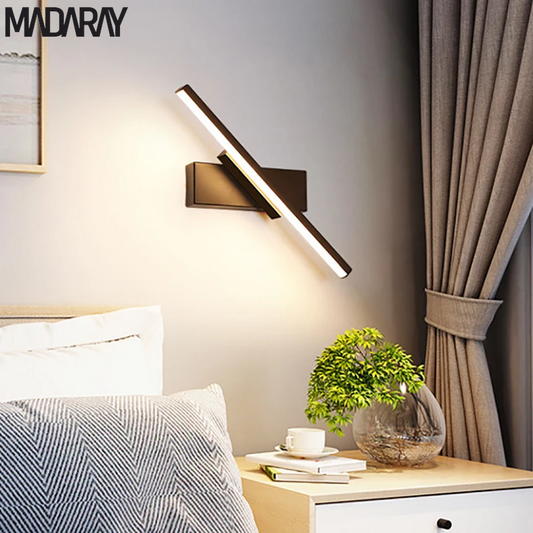 LED Wall Lamp Nordic Modern Minimalist Bedroom Bedside Lamp Creative Staircase Lamp Living Room Rotating Wall Lamp